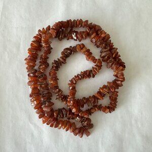 Vintage Raw Baltic Amber Necklace Beaded Chunky Unpolished Chips 28"